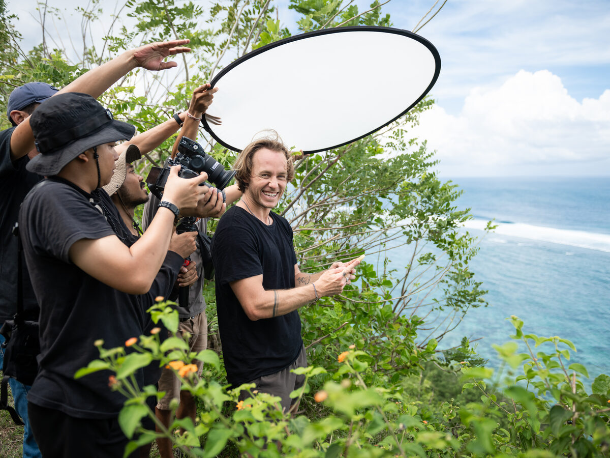 Jaro on set with the production crew